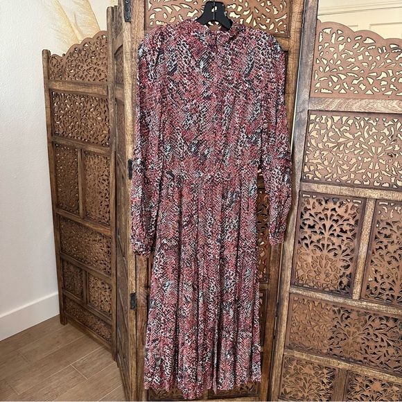 NWT NICHOLAS Eleanor Cross Neck Keyhole Snake Print Midi Dress Sz US 4 reg $299 - Picture 6 of 8